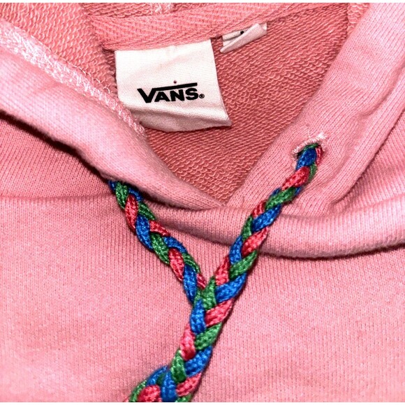Vans Cropped Pink Hoodie Women's Medium Pullover Logo Pocket Skater Streetwear - Picture 4 of 4